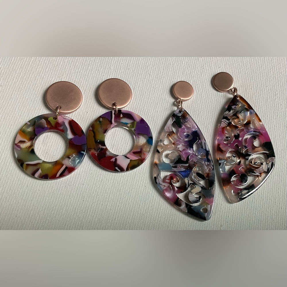 Multicolor Statement Earrings Set. Pierced Earrin… - image 6